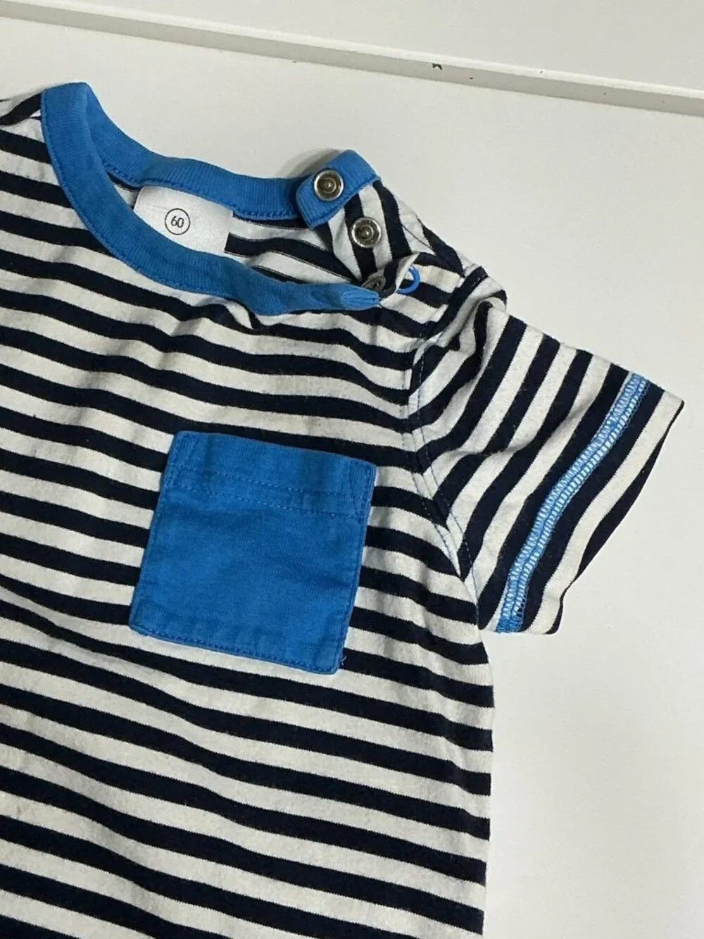Hanna Andersson Short Sleeve One Piece 60cm Striped Black White Blue